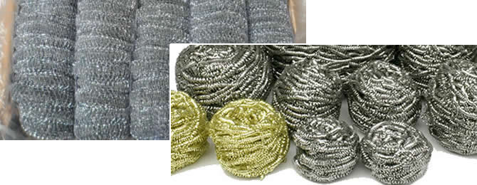 Stainless Steel Scourer Pads Made of Knitted Mesh and Spiral Wire